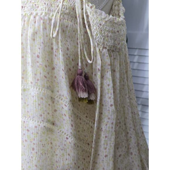 Rebecca Minkoff Casey Off-the-Shoulder Tassel Floral Blouse Size Small Cottage - Picture 9 of 9